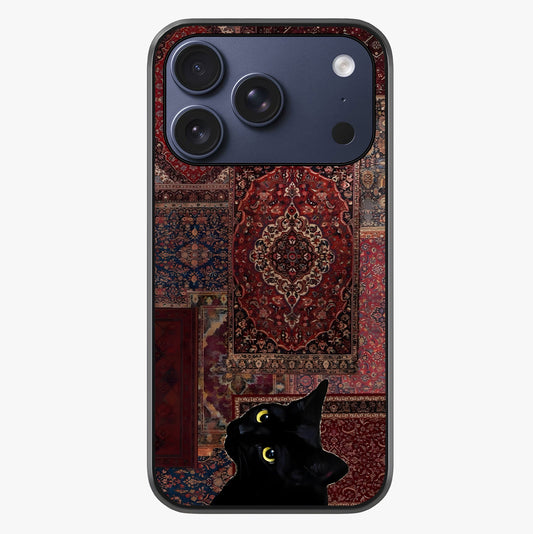 Regal Magic Cat Apple Glass Case showing full back design in clean flat view with glossy glass finish.