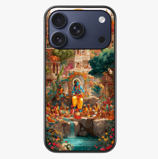 Sacred Sunlight Gods Glass Case showing full back design in clean flat view with glossy glass finish.