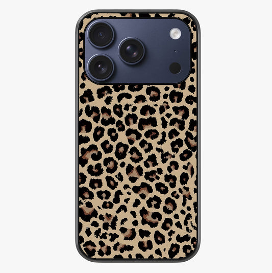 Savage Chic Pattern Glass Case showing full back design in clean flat view with glossy glass finish.