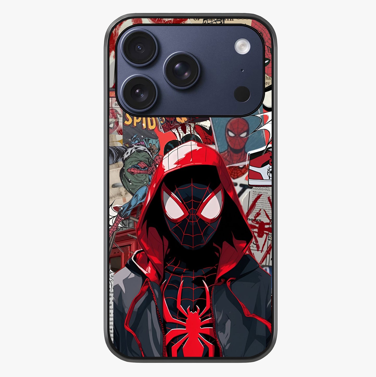 Spider Collage Street Glass Case showing full back design in clean flat view with glossy glass finish.