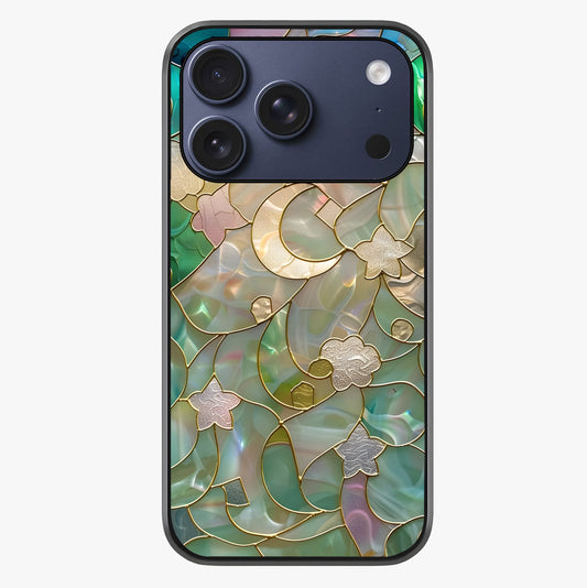 Stained Sunrise Glow Glass Case showing full back design in clean flat view with glossy glass finish.