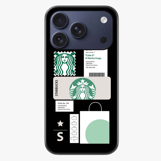 Starbucks Mocha Glass Case showing full back design in clean flat view with glossy glass finish.