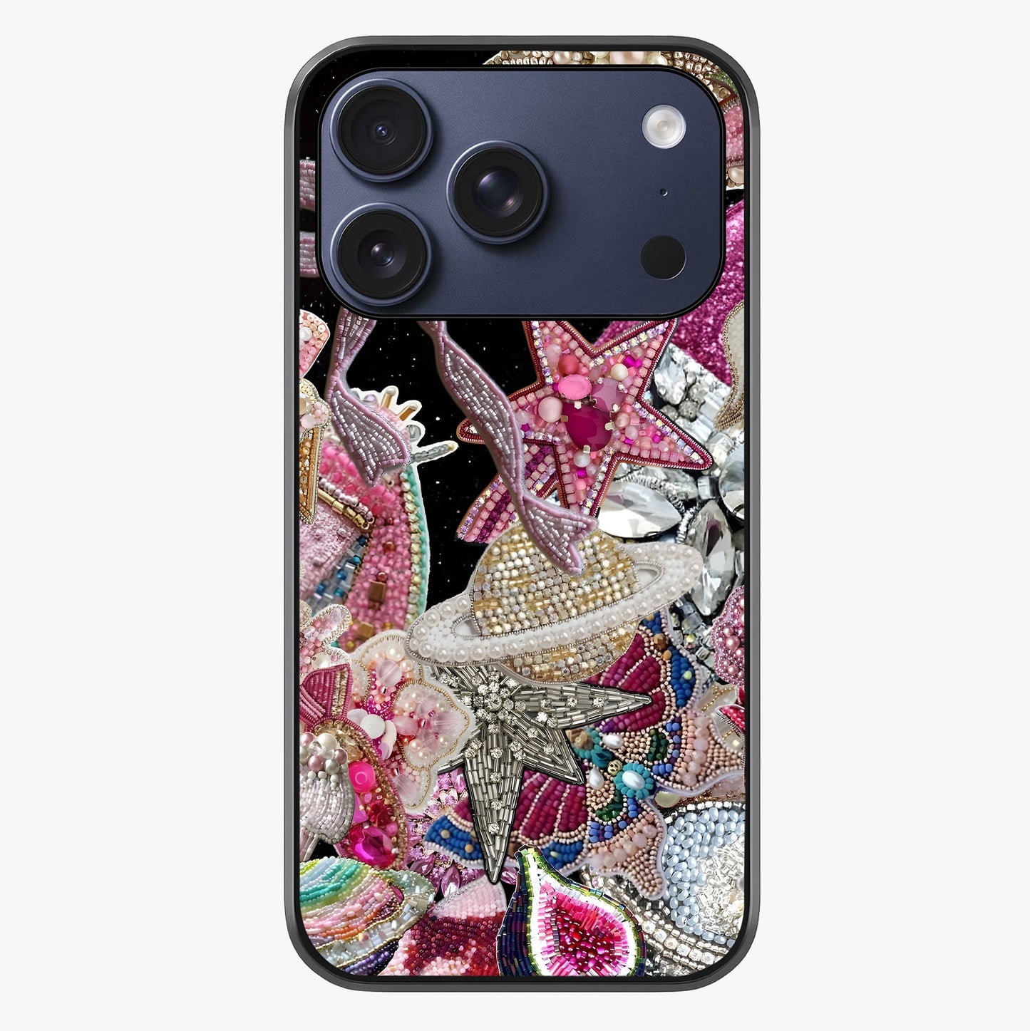 Starlit Jewel Dream Glass Case showing full back design in clean flat view with glossy glass finish.