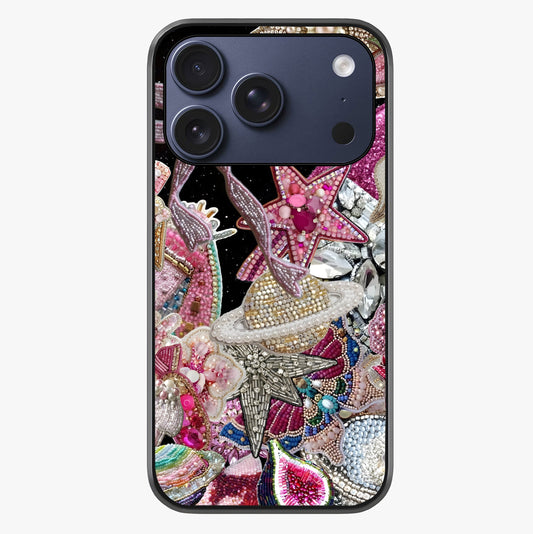 Starlit Jewel Dream Glass Case showing full back design in clean flat view with glossy glass finish.