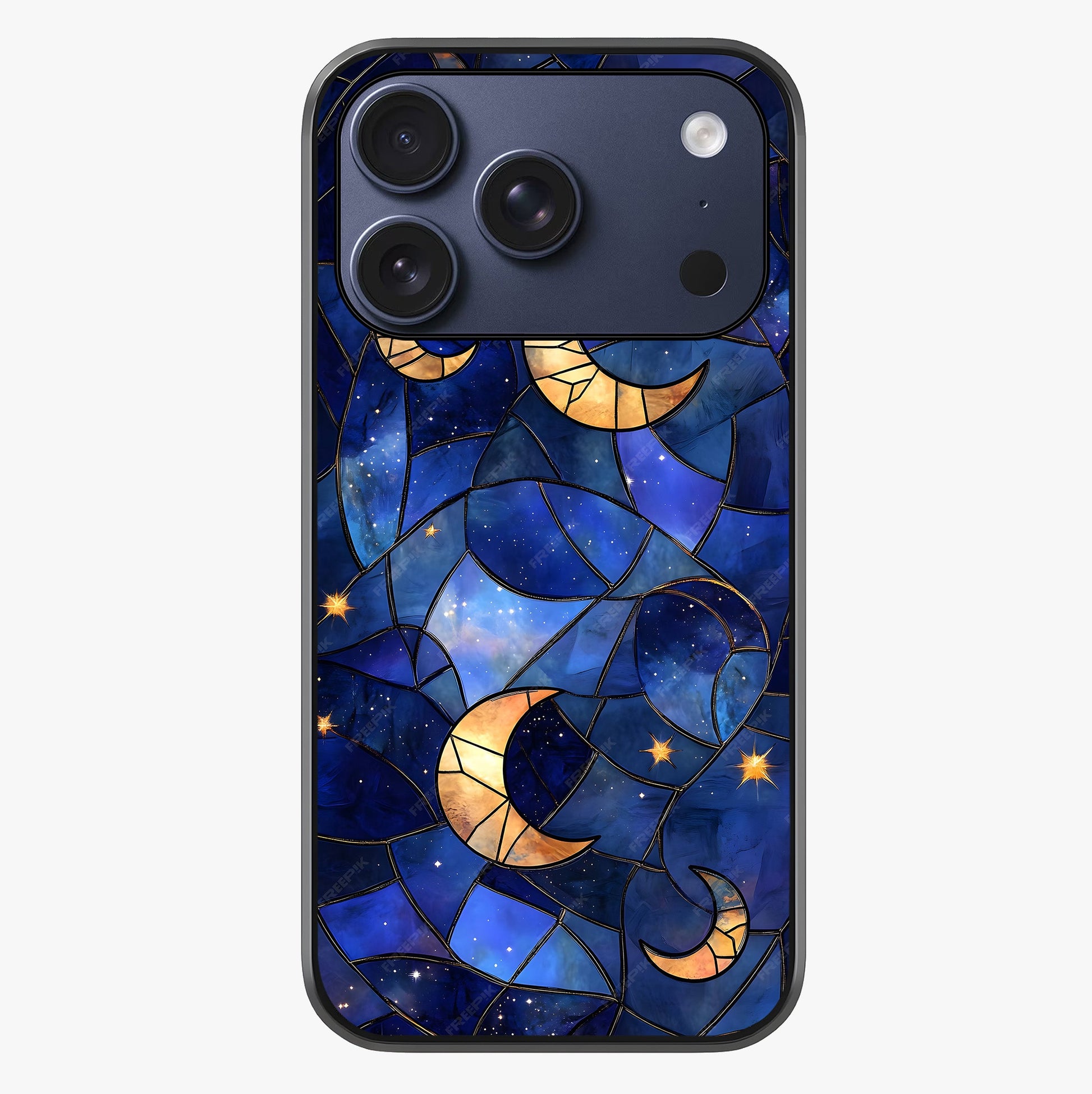 Starlit Sky Tapestry Glass Case showing full back design in clean flat view with glossy glass finish.