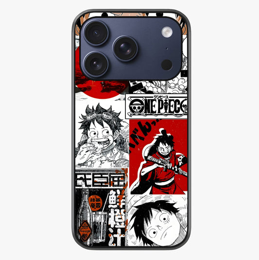 Strawhat Chaos Panels Glass Case showing full back design in clean flat view with glossy glass finish.