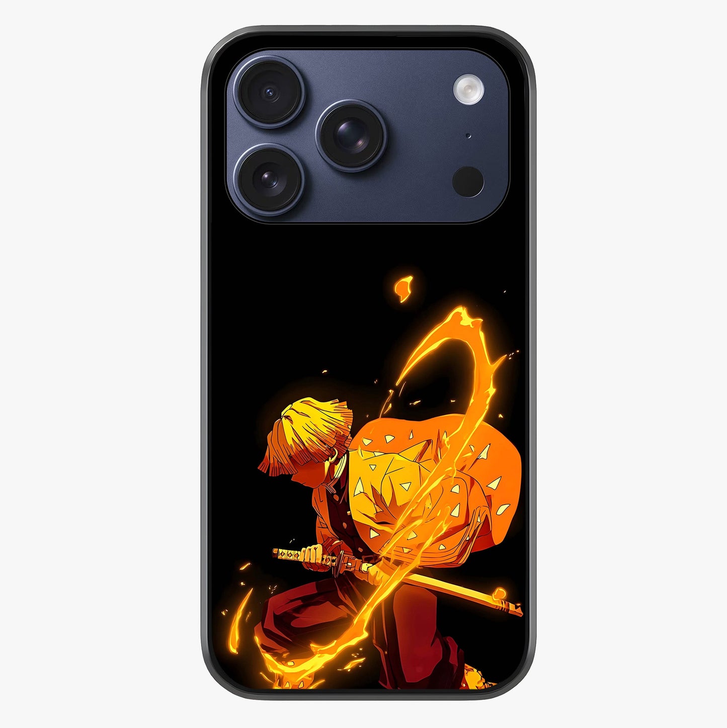 Thunder Flame Execution Glass Case showing full back design in clean flat view with glossy glass finish.
