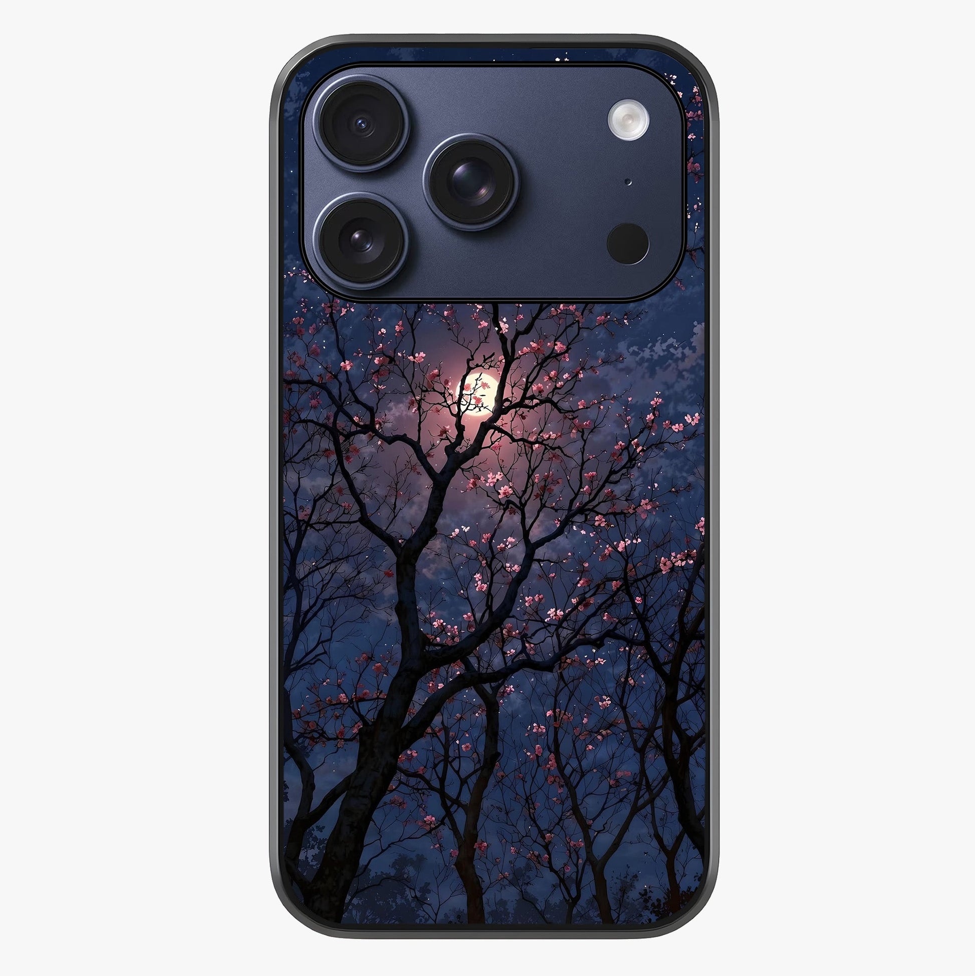 Twilight Sakura Serenade Glass Case showing full back design in clean flat view with glossy glass finish.