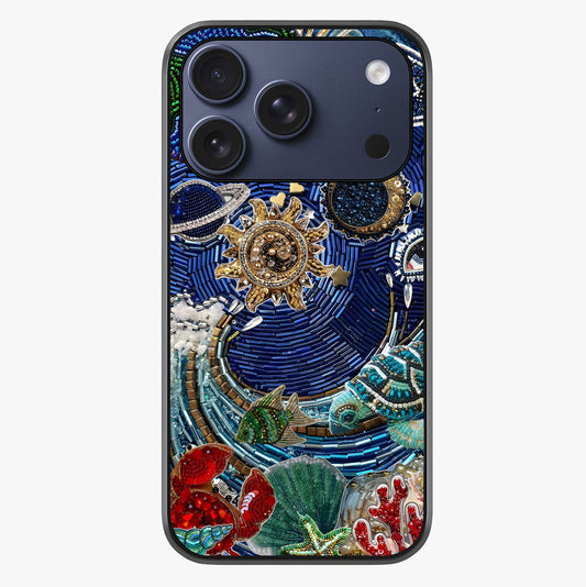 Universe Underwater Spark Glass Case showing full back design in clean flat view with glossy glass finish.