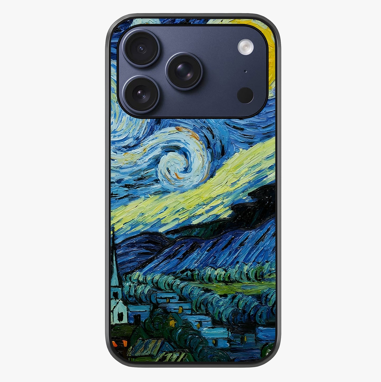 Van Gogh Art Glass Case showing full back design in clean flat view with glossy glass finish.