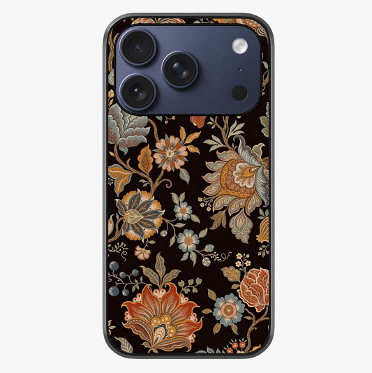 Vintage Floral Dream Glass Case showing full back design in clean flat view with glossy glass finish.