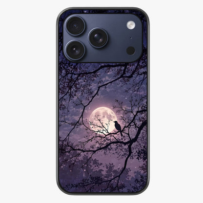 Whispering Moon Silence Glass Case showing full back design in clean flat view with glossy glass finish.