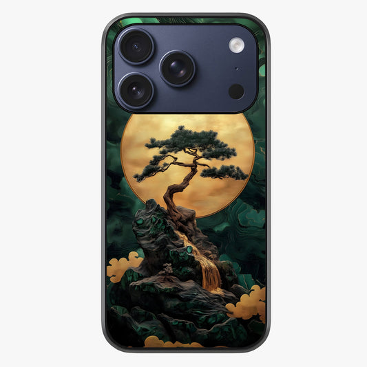Zen Moon Rise Glass Case showing full back design in clean flat view with glossy glass finish.