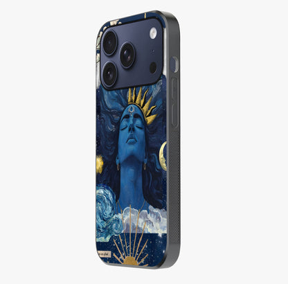 Aesthetic Lord Shiva Glass Case photographed in natural light showing reflective finish and design depth.