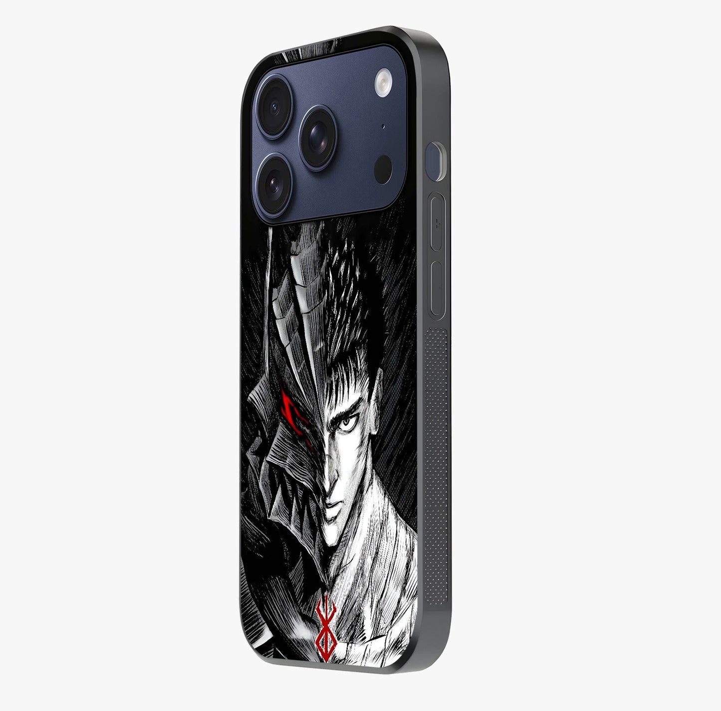 Berserker Blood Oath Glass Case photographed in natural light showing reflective finish and design depth.