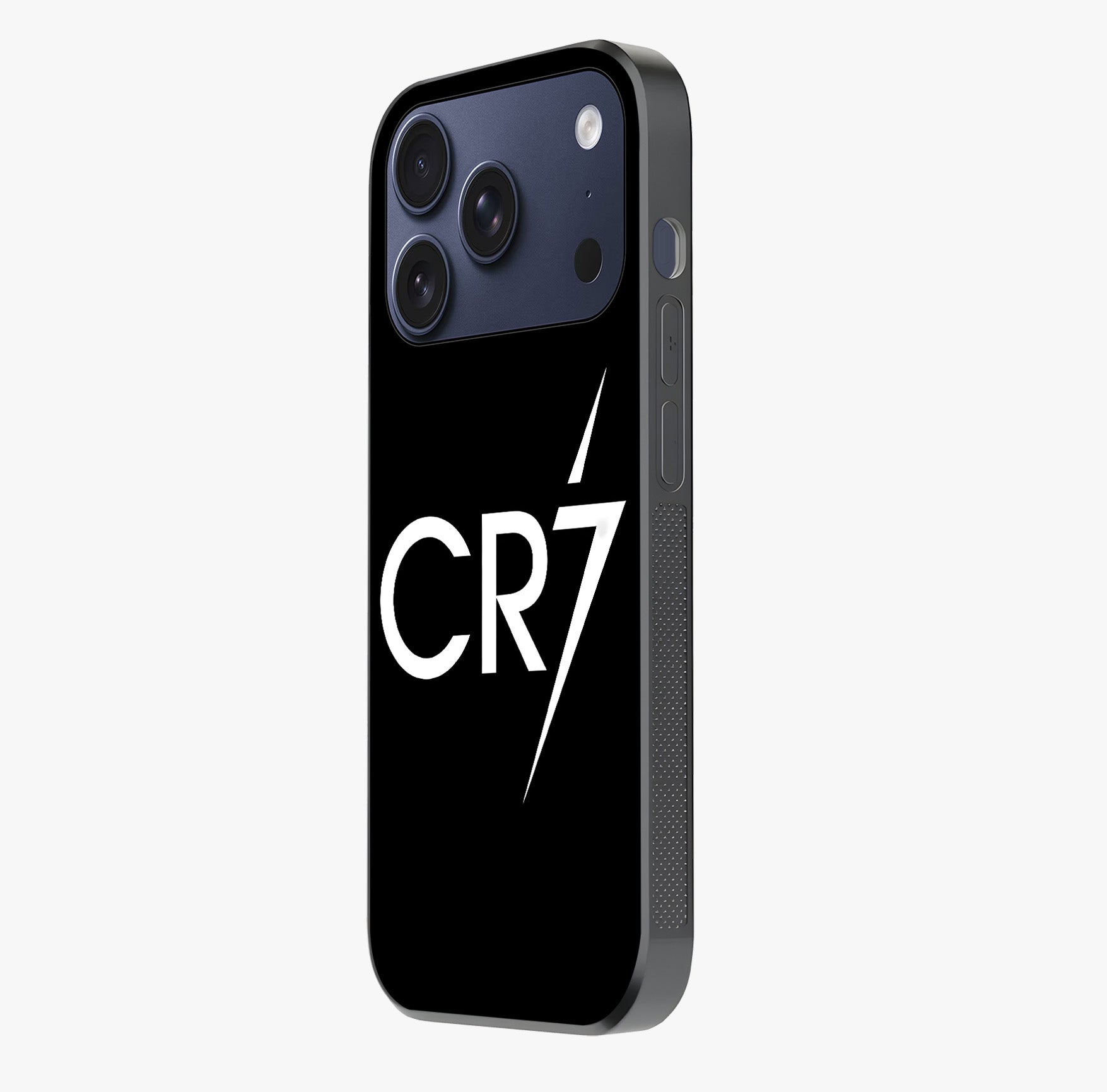 Cr7 Elite Strike Glass Case photographed in natural light showing reflective finish and design depth.