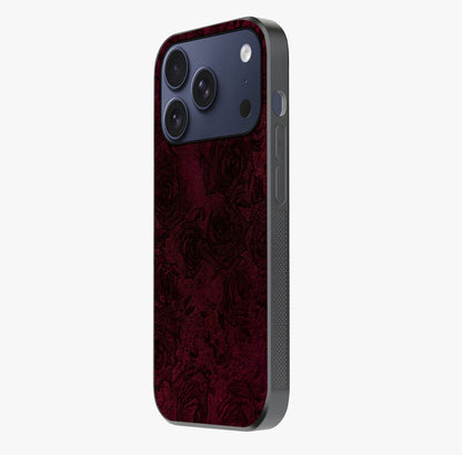 Crimson Fade Flow Glass Case photographed in natural light showing reflective finish and design depth.