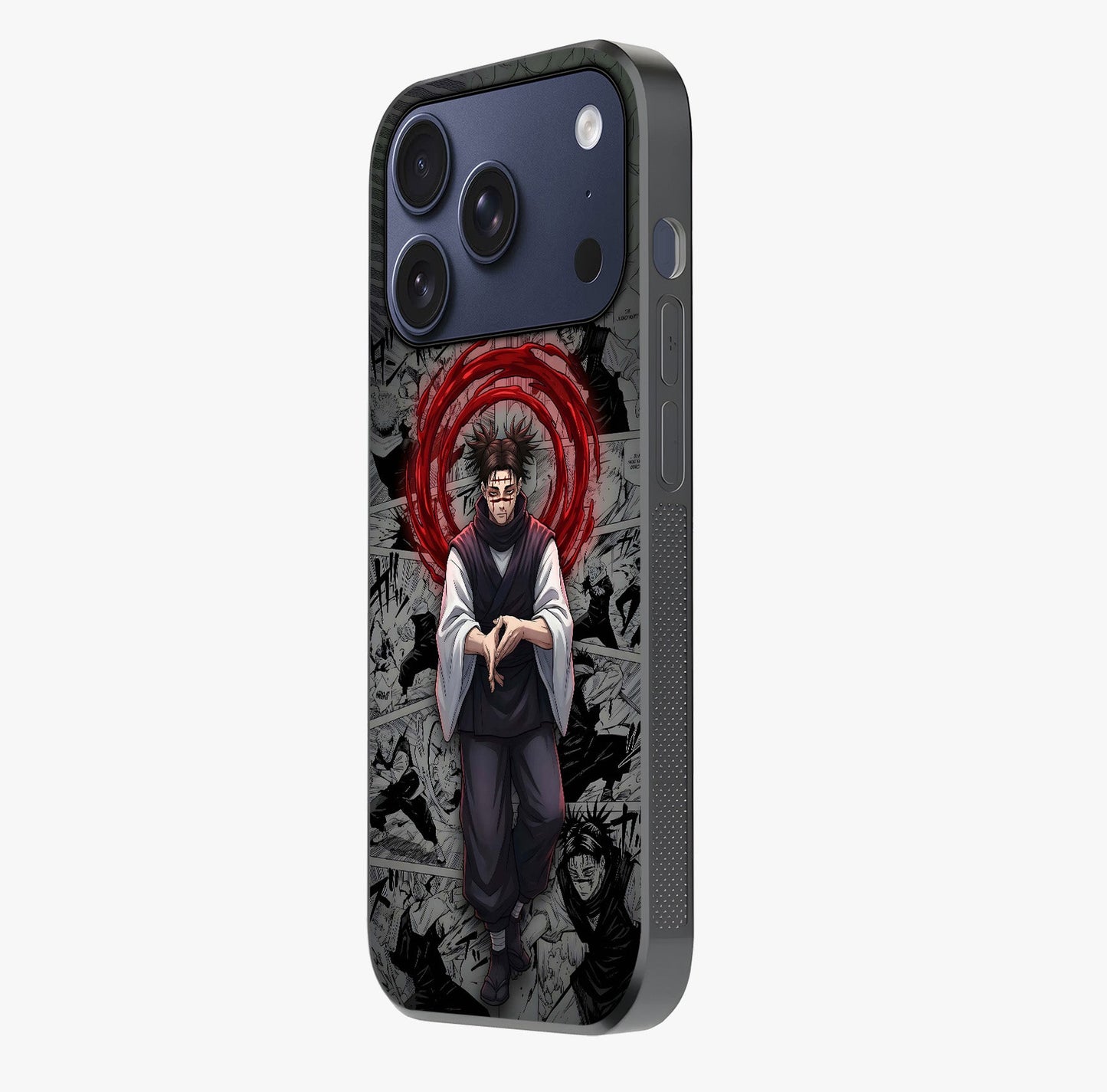 Cursed Ritual Ascension Glass Case photographed in natural light showing reflective finish and design depth.