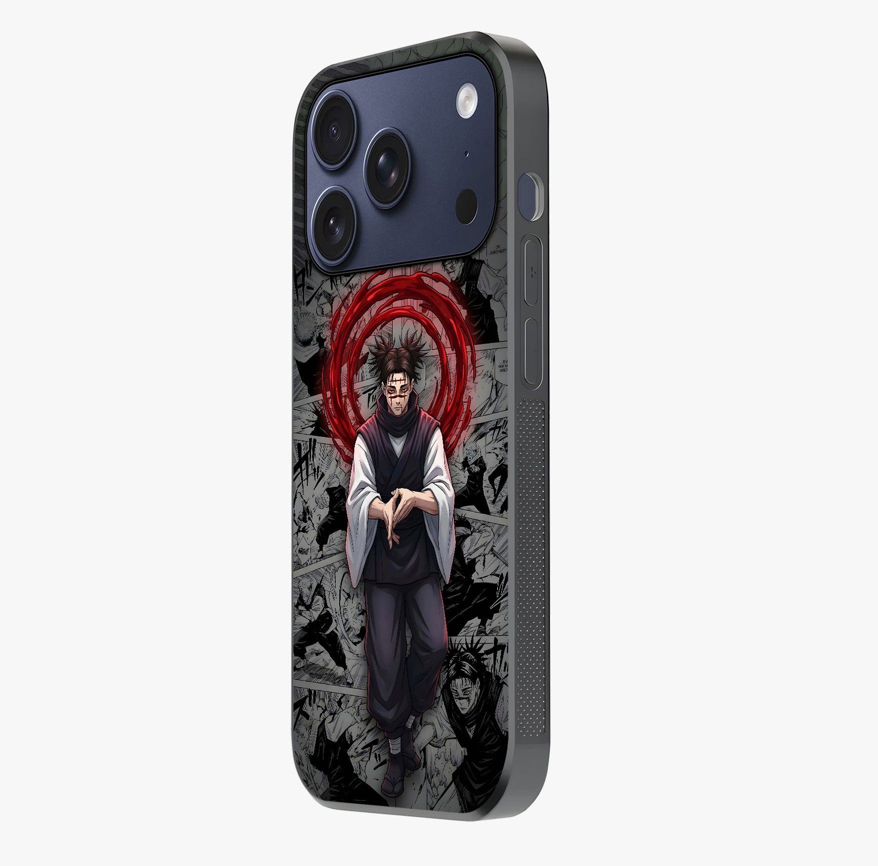 Cursed Ritual Ascension Glass Case photographed in natural light showing reflective finish and design depth.