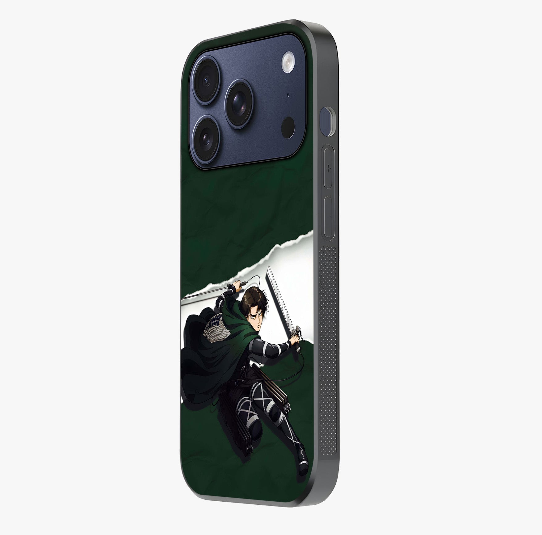 Emerald War Vanguard Glass Case photographed in natural light showing reflective finish and design depth.