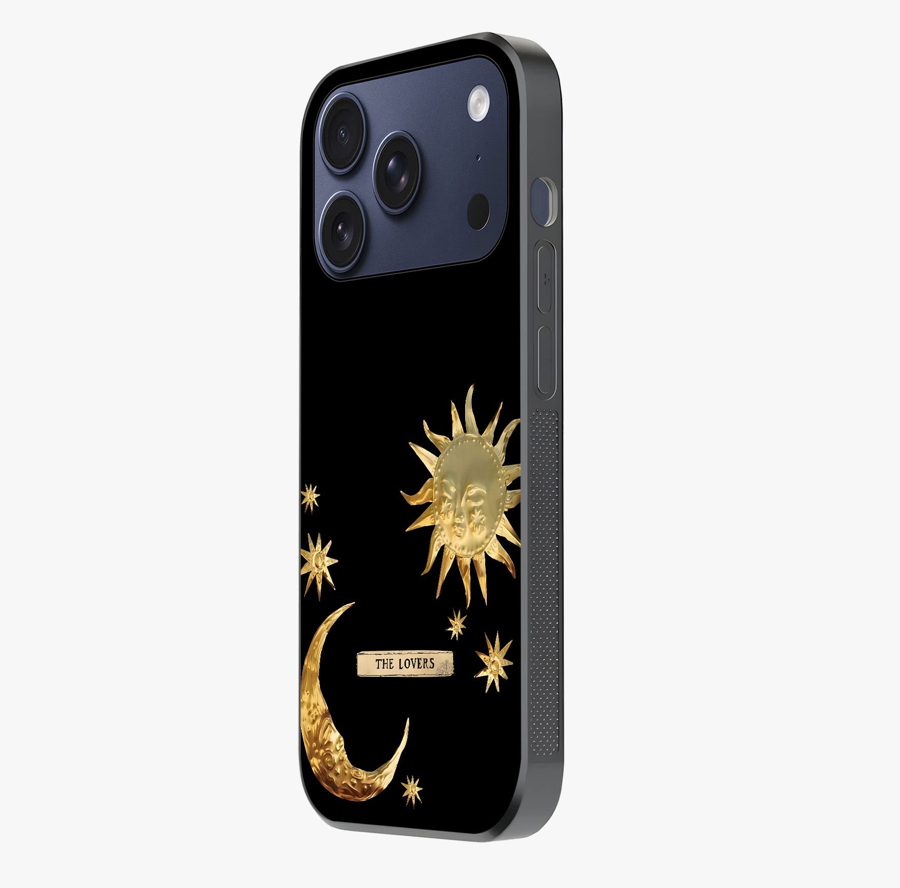 Gold Sun Blush Glass Case photographed in natural light showing reflective finish and design depth.