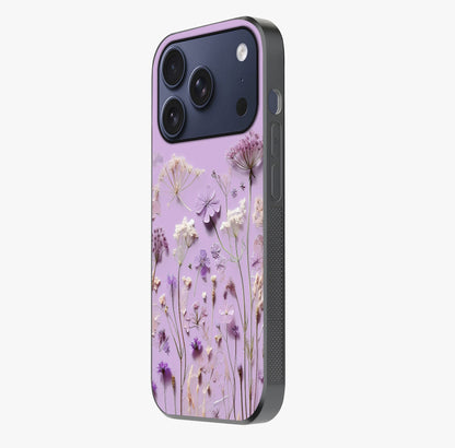 Lavender Blossom Dream Glass Case photographed in natural light showing reflective finish and design depth.