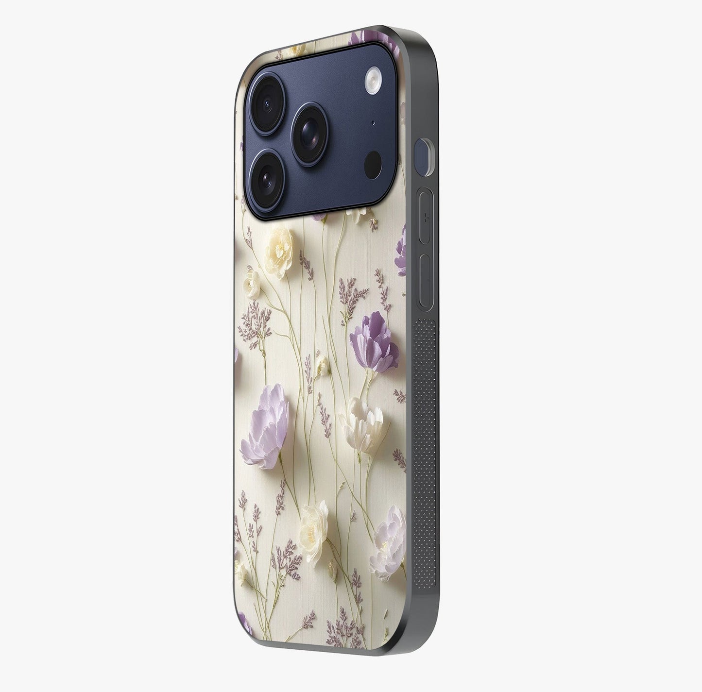 Lilac Breeze Harmony Glass Case photographed in natural light showing reflective finish and design depth.
