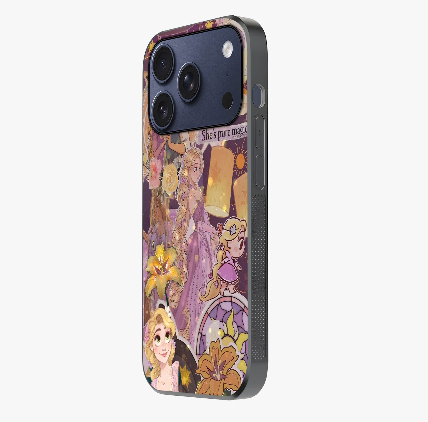 Magical Tangled Dream Glass Case photographed in natural light showing reflective finish and design depth.