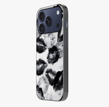 Midnight Kiss Marks Glass Case photographed in natural light showing reflective finish and design depth.