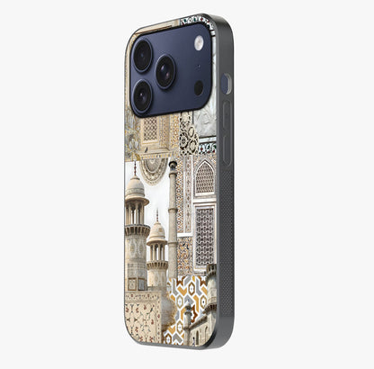 Mughal Marble Legacy Glass Case photographed in natural light showing reflective finish and design depth.