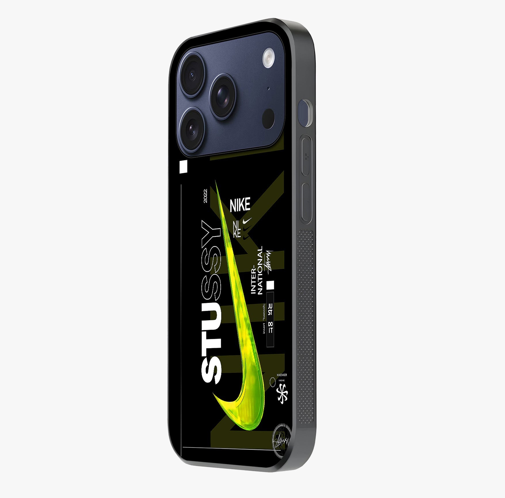 Neon Street Edition Glass Case photographed in natural light showing reflective finish and design depth.