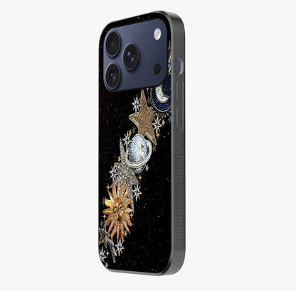 Pearls Universe Object Glass Case photographed in natural light showing reflective finish and design depth.