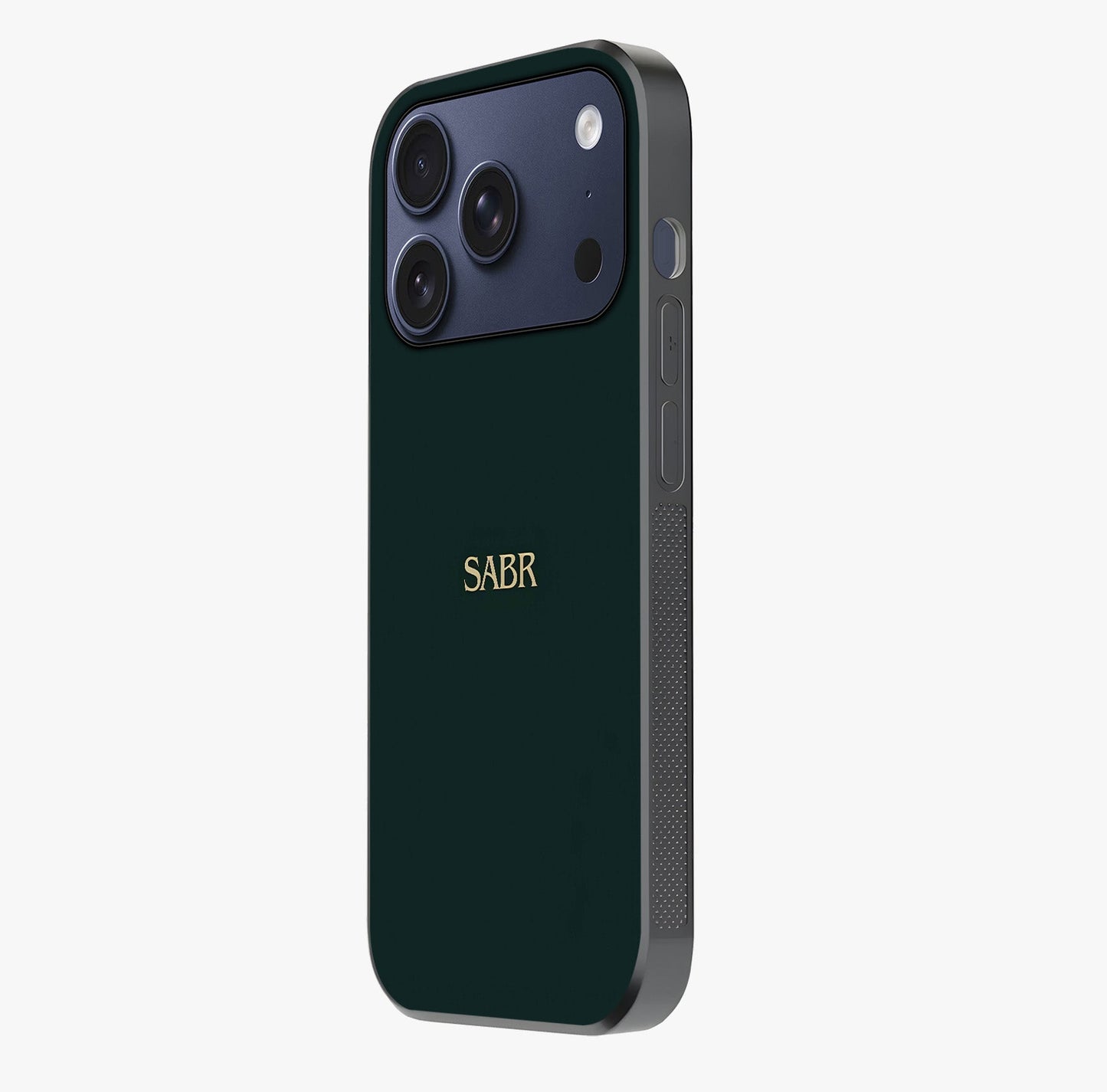 Sabr Minimal Patience Glass Case photographed in natural light showing reflective finish and design depth.