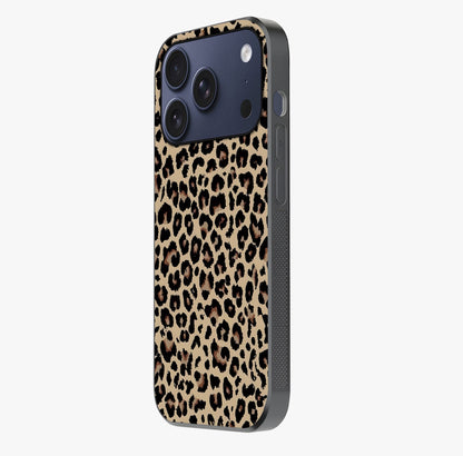 Savage Chic Pattern Glass Case photographed in natural light showing reflective finish and design depth.