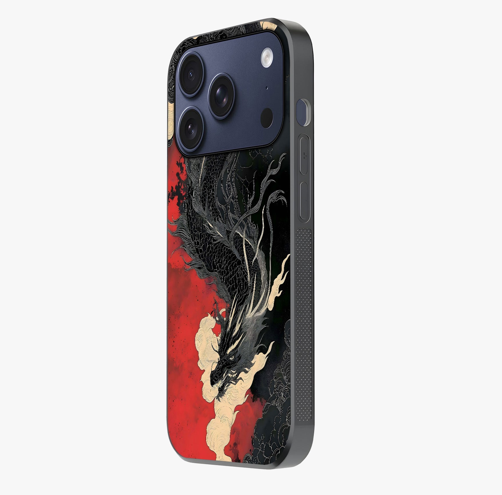 Shadow Dragon Fury Glass Case photographed in natural light showing reflective finish and design depth.