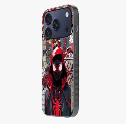 Spider Collage Street Glass Case photographed in natural light showing reflective finish and design depth.