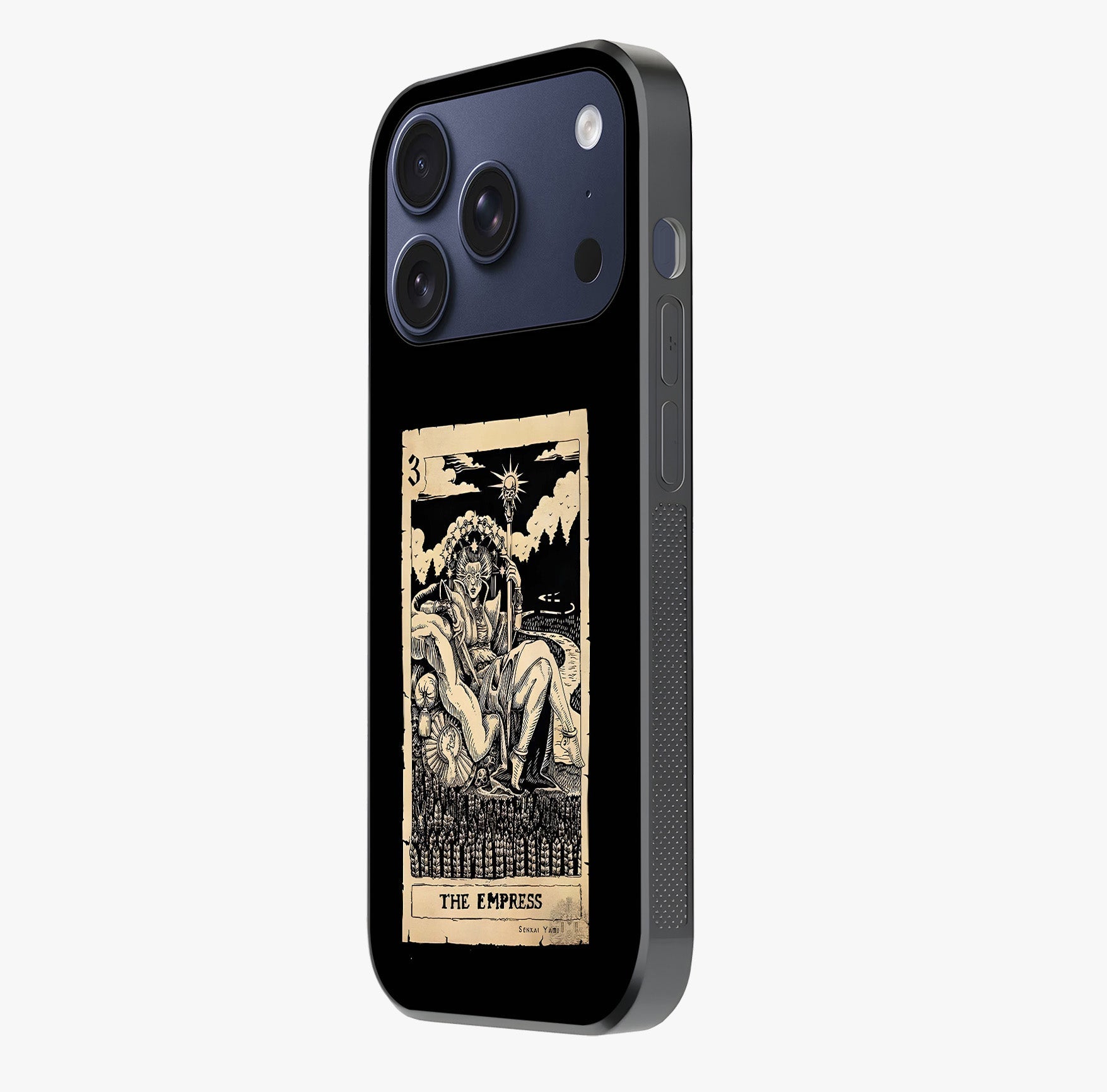The Empress Glass Case photographed in natural light showing reflective finish and design depth.