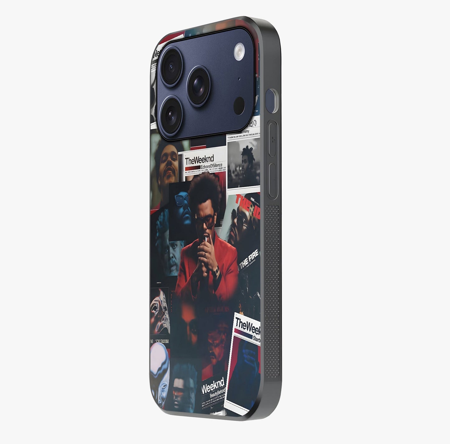 The Weeknd Glass Case photographed in natural light showing reflective finish and design depth.