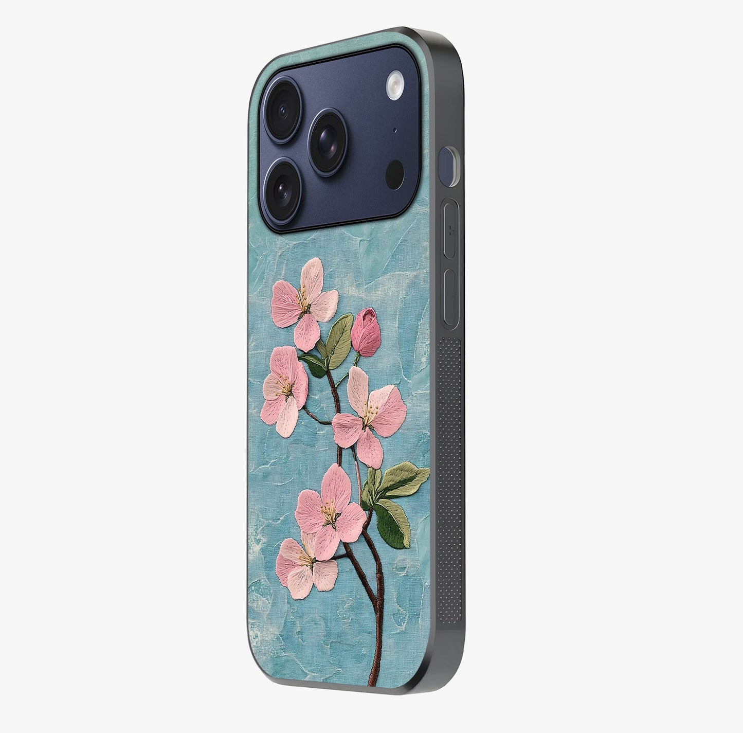Threaded Blossom Breeze Glass Case photographed in natural light showing reflective finish and design depth.