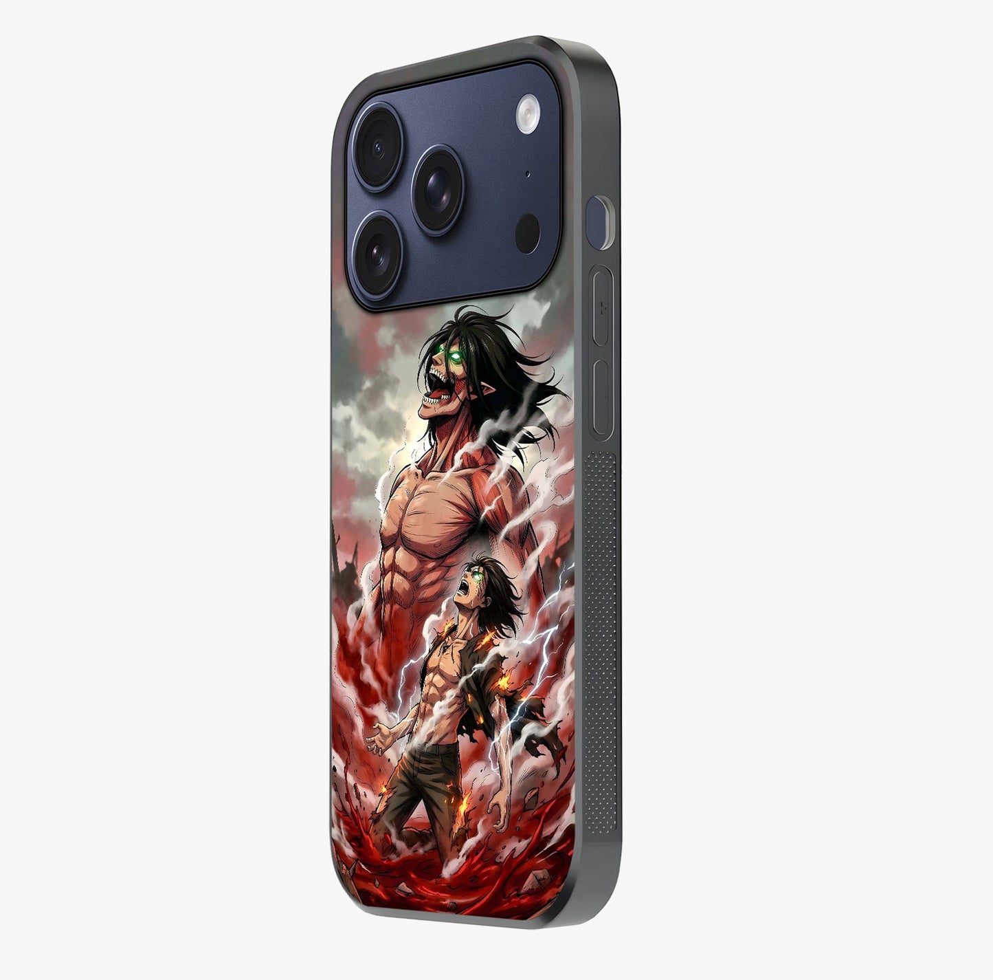 Titan Awakening Fury Glass Case photographed in natural light showing reflective finish and design depth.