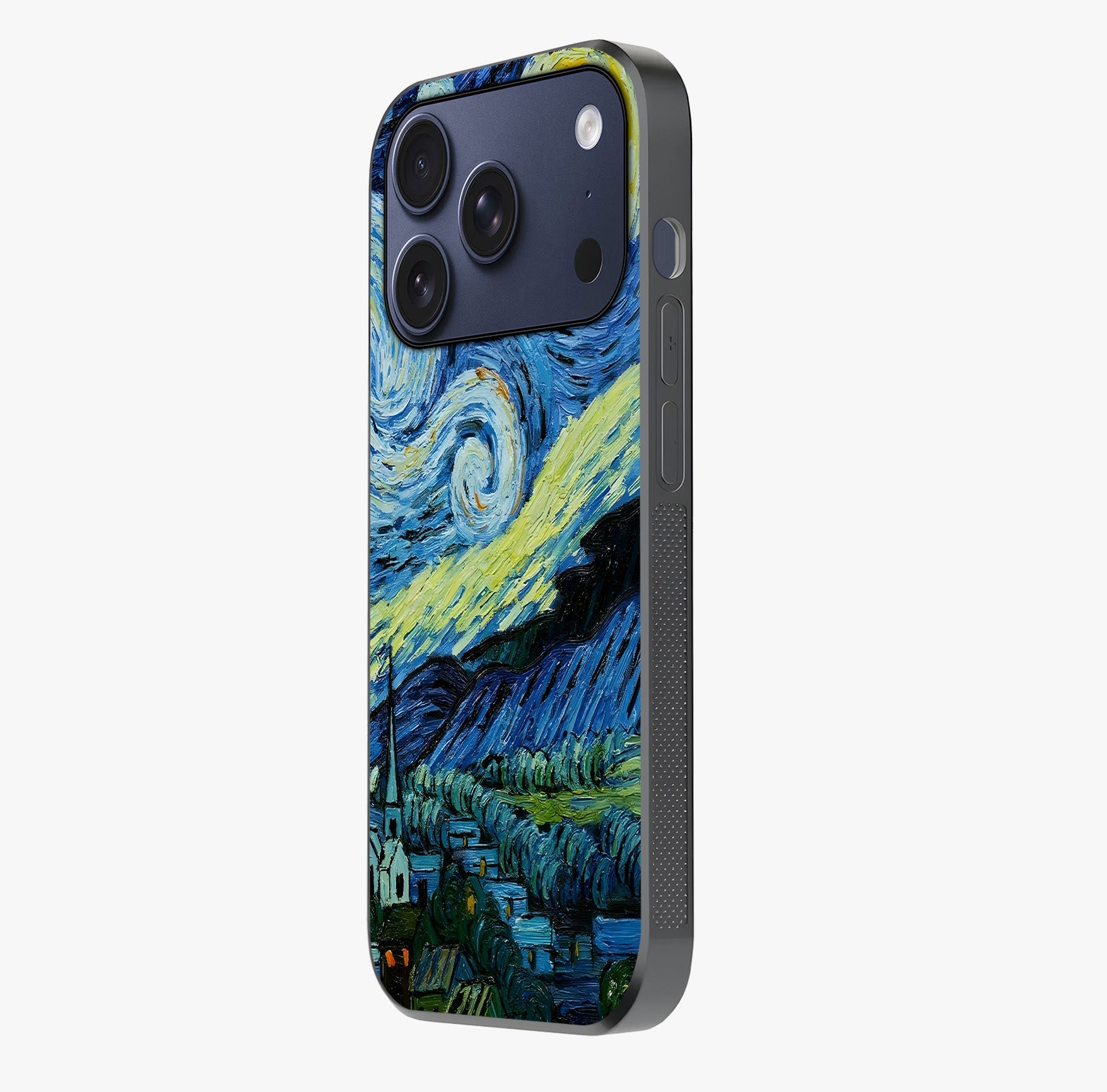 Van Gogh Art Glass Case photographed in natural light showing reflective finish and design depth.