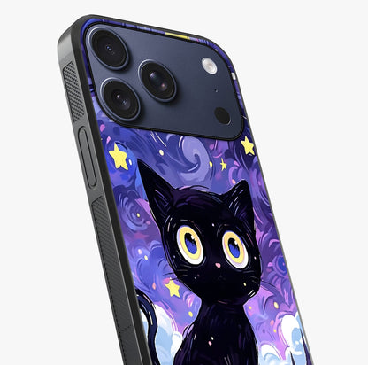 Abstract Cat Art Glass Case captured at a warm angle highlighting gloss, texture and premium glass finish.