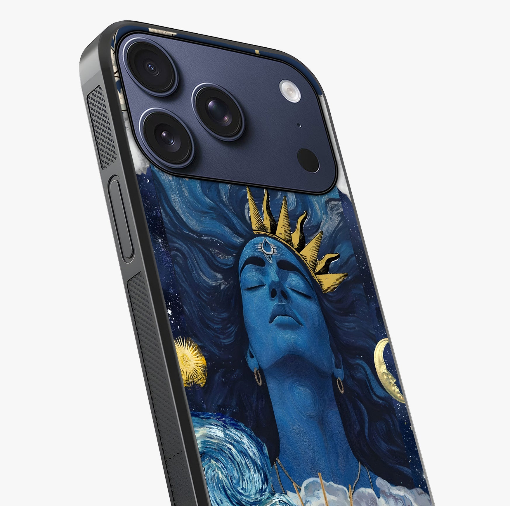 Aesthetic Lord Shiva Glass Case captured at a warm angle highlighting gloss, texture and premium glass finish.