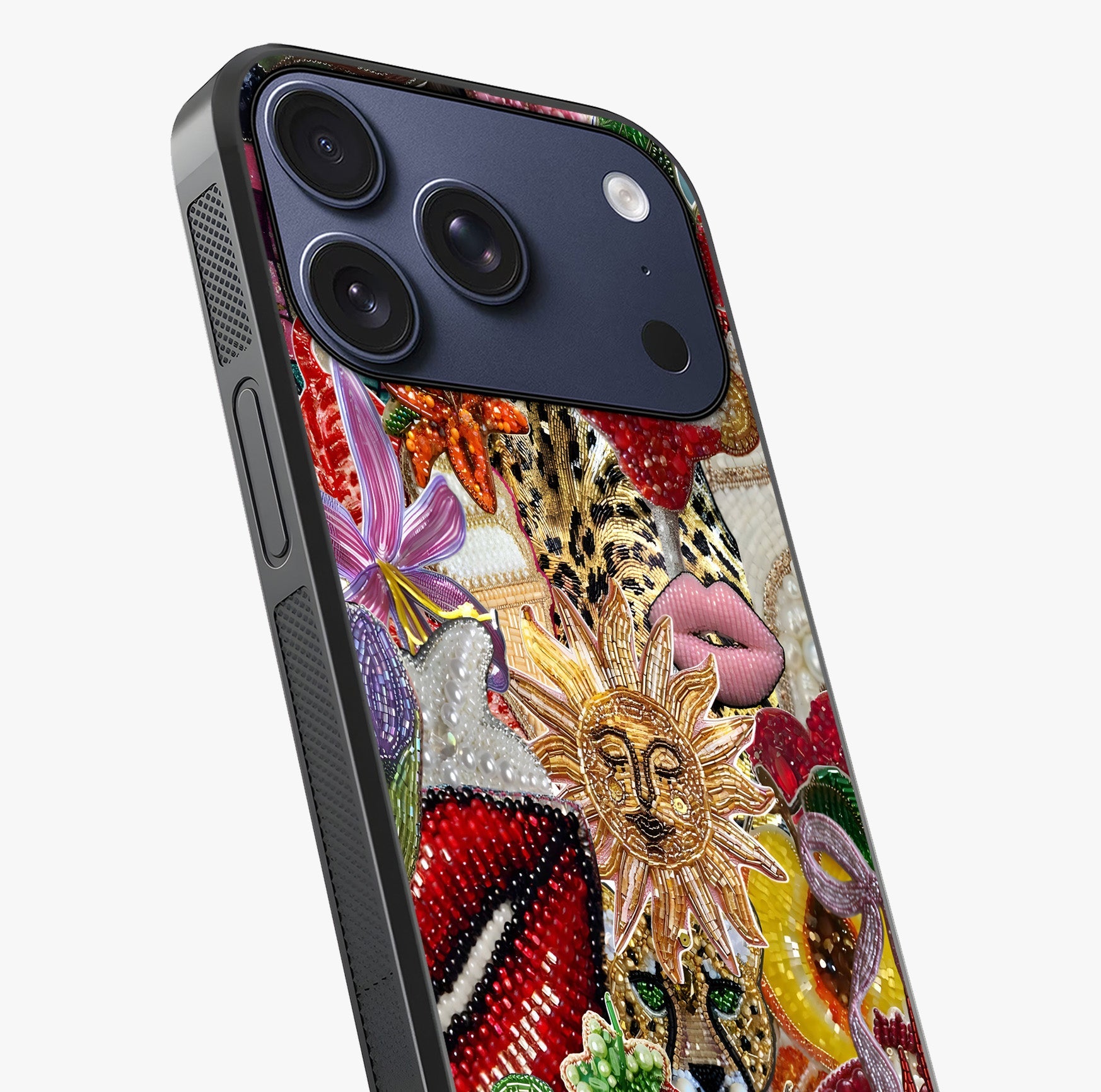 Beaded Fashion Jungle Glass Case captured at a warm angle highlighting gloss, texture and premium glass finish.