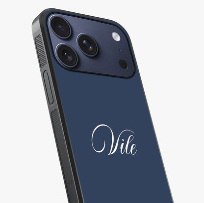 Blue Background Personalized Custom Name Glass Case captured at a warm angle highlighting gloss, texture and premium glass finish.