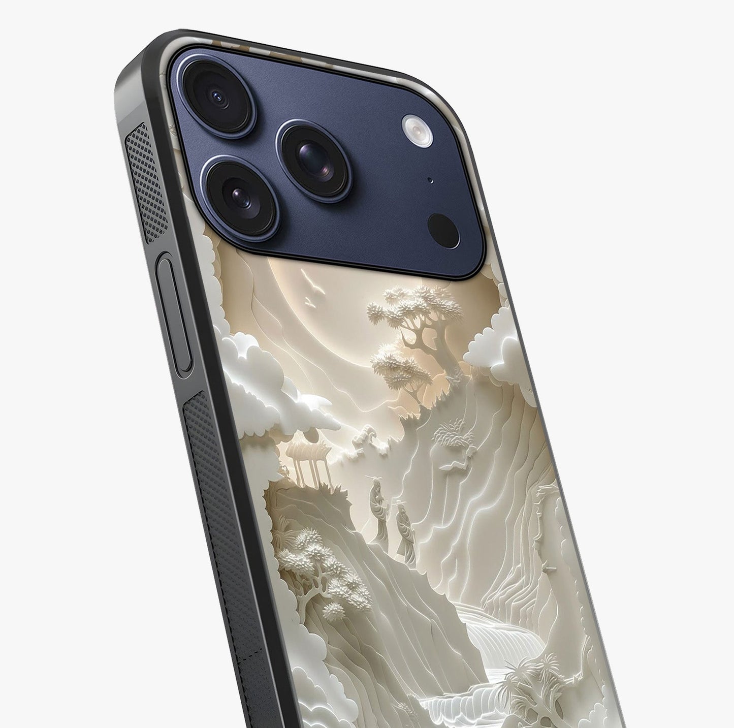 Celestial Origami Glass Case captured at a warm angle highlighting gloss, texture and premium glass finish.