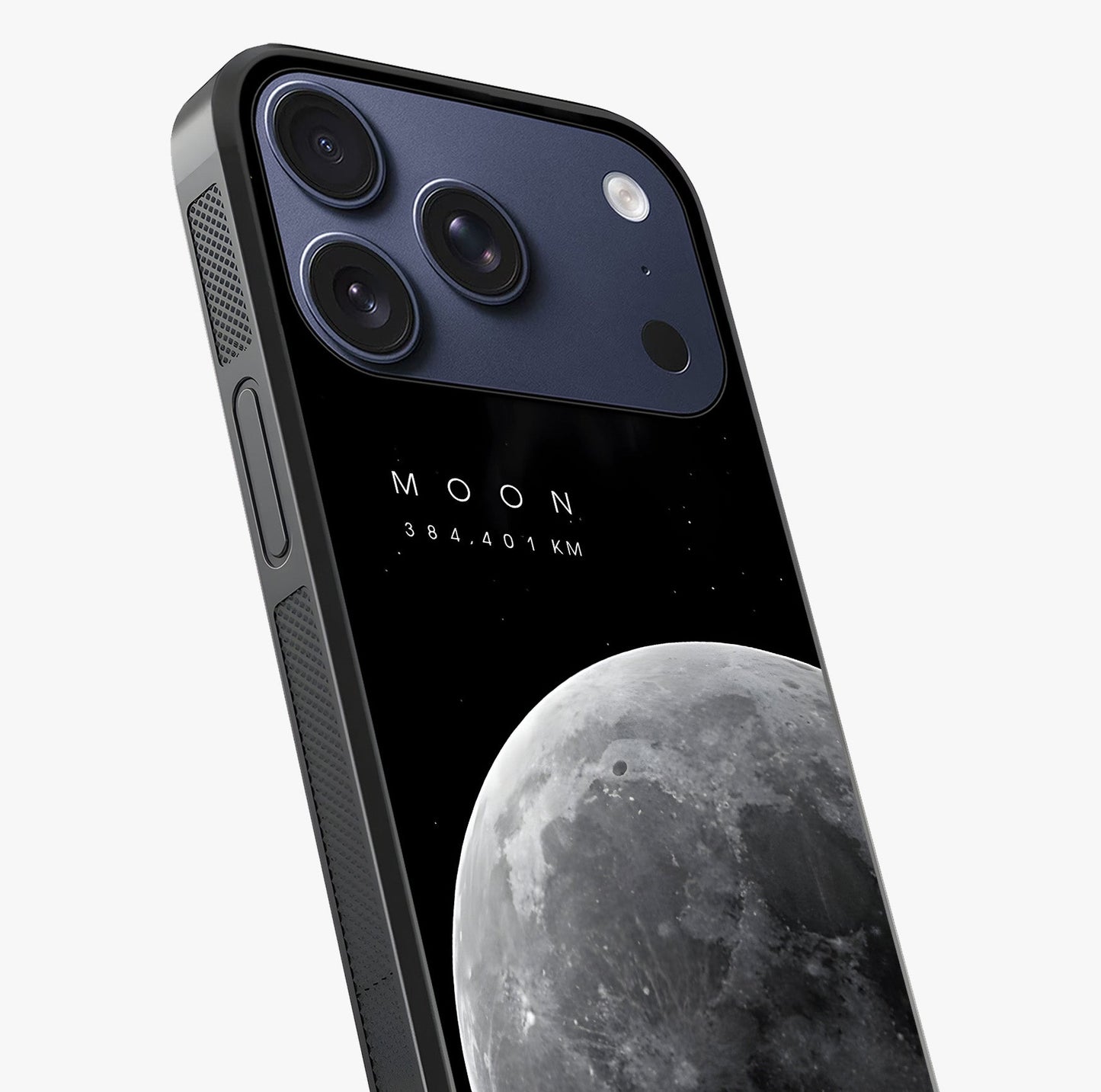 Cosmic Moon Glow Glass Case captured at a warm angle highlighting gloss, texture and premium glass finish.