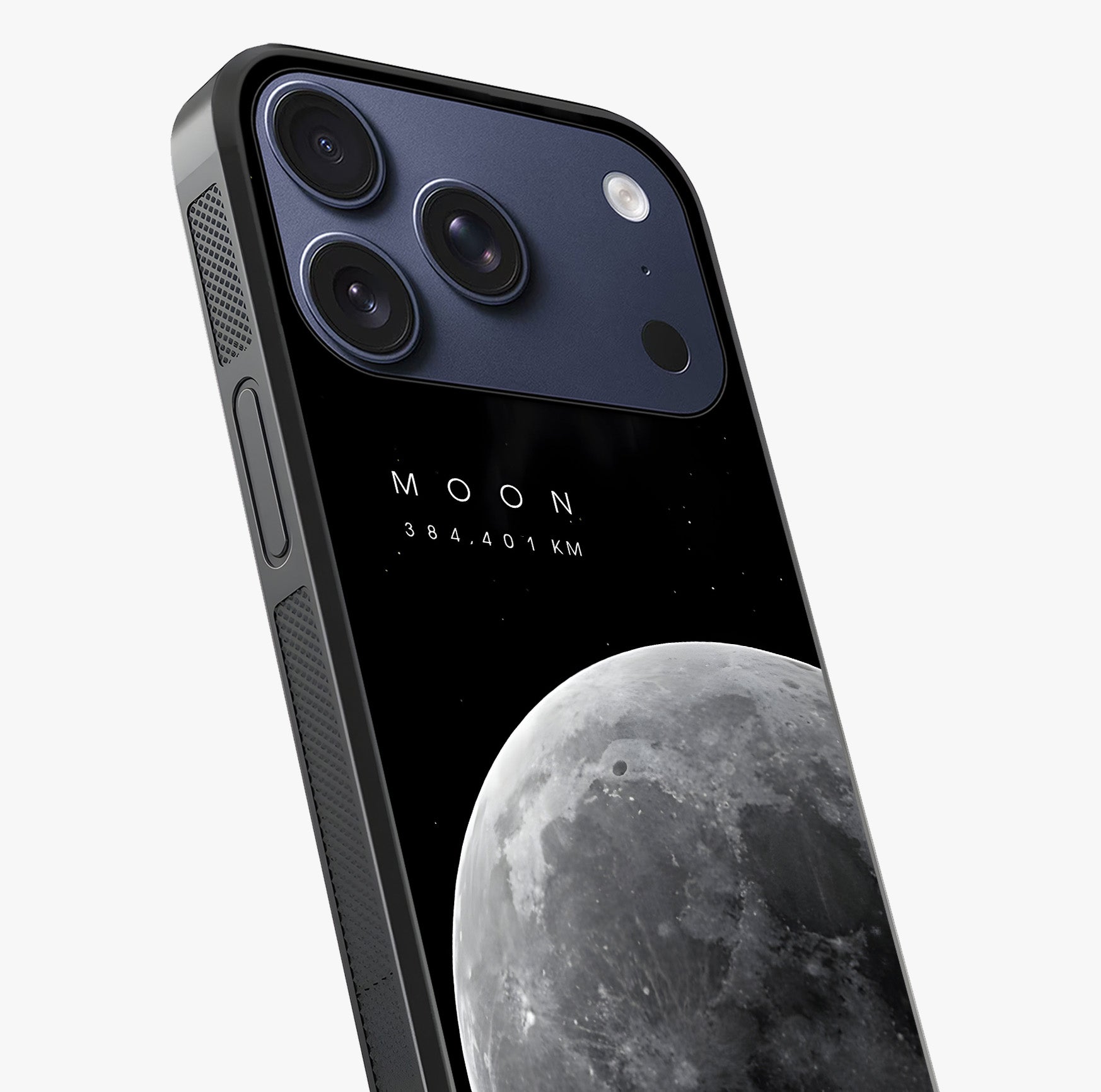 Cosmic Moon Glow Glass Case captured at a warm angle highlighting gloss, texture and premium glass finish.