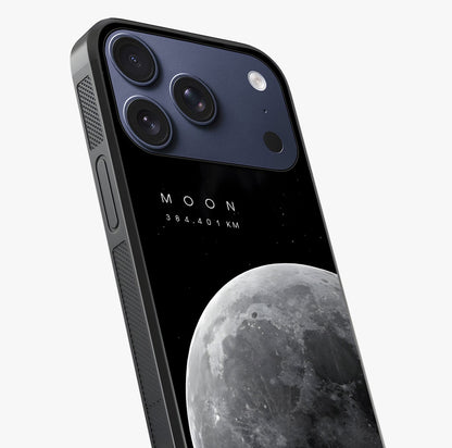 Cosmic Moon Glow Glass Case captured at a warm angle highlighting gloss, texture and premium glass finish.