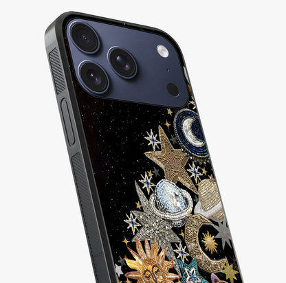 Cosmic Sparkle Dreams Glass Case captured at a warm angle highlighting gloss, texture and premium glass finish.